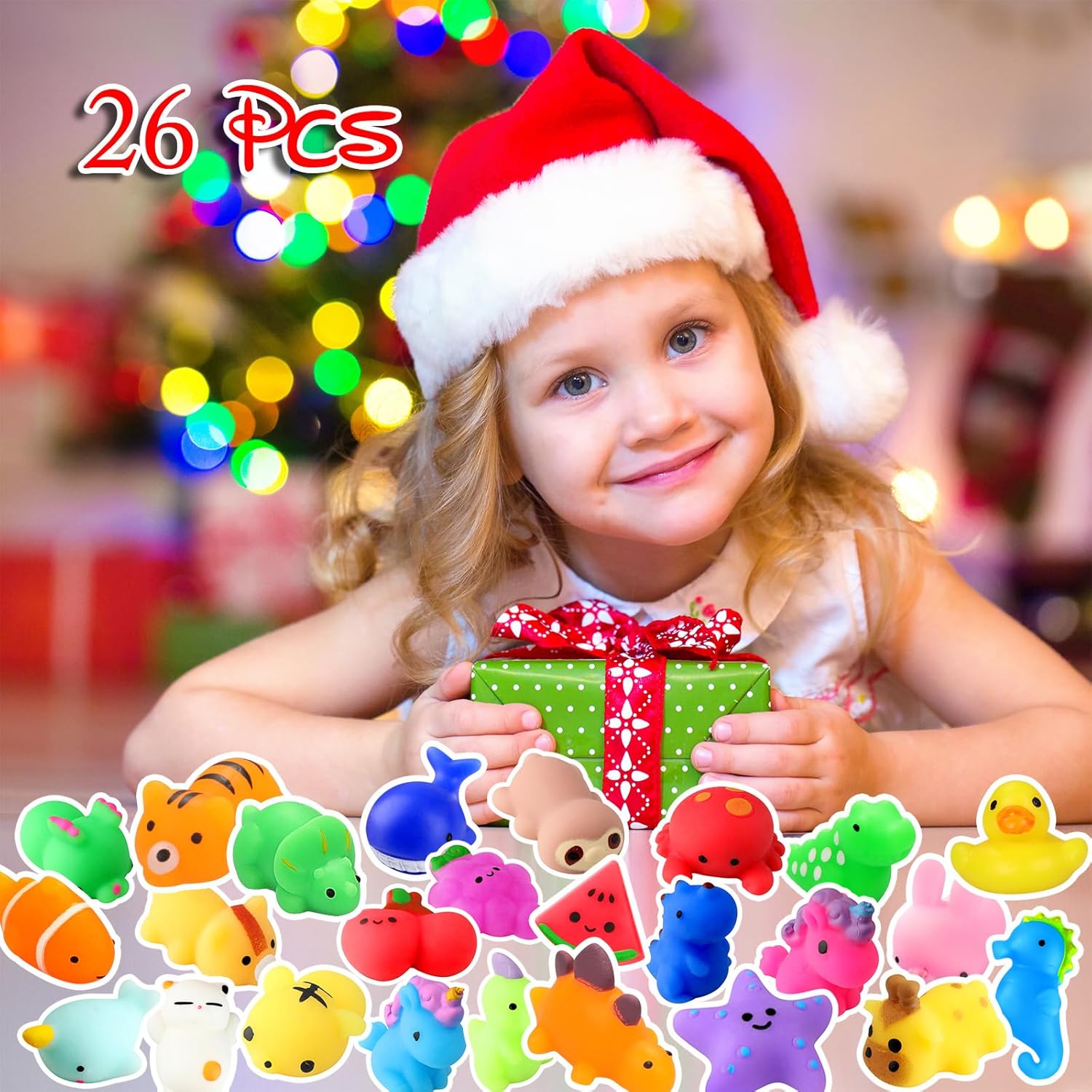 Squishies, 26 Pack Mochi Squishy Toys - Kawaii Cat Squishys Slow Rising Animals - Party Favors, Goodie Bag, Birthday Gifts, Mini Squishies Stress Reliever Toy Pack 24hrsmart